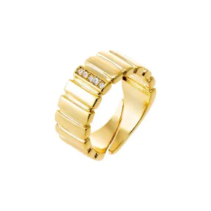Pave Accented Ridged Box Ring
