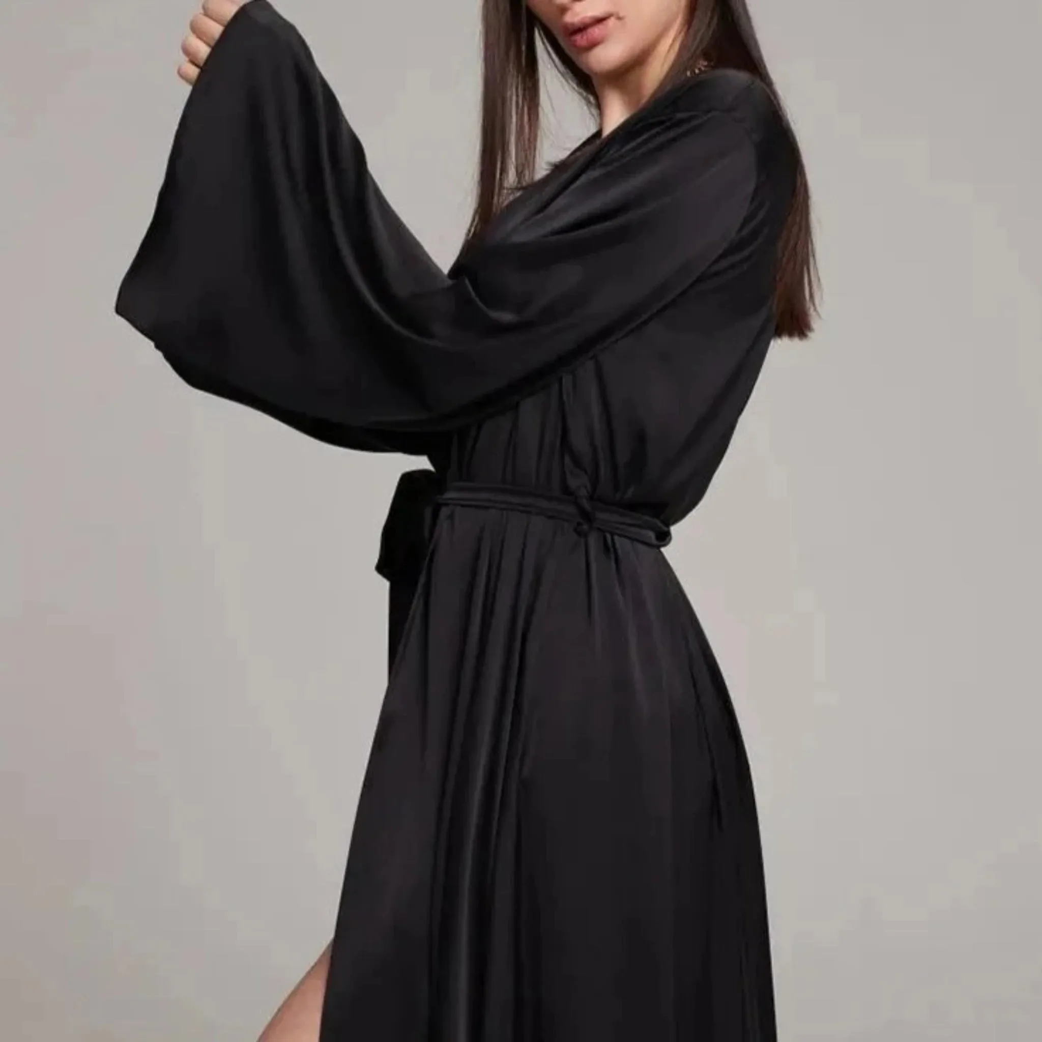 Peignoir Flare Satin Robe