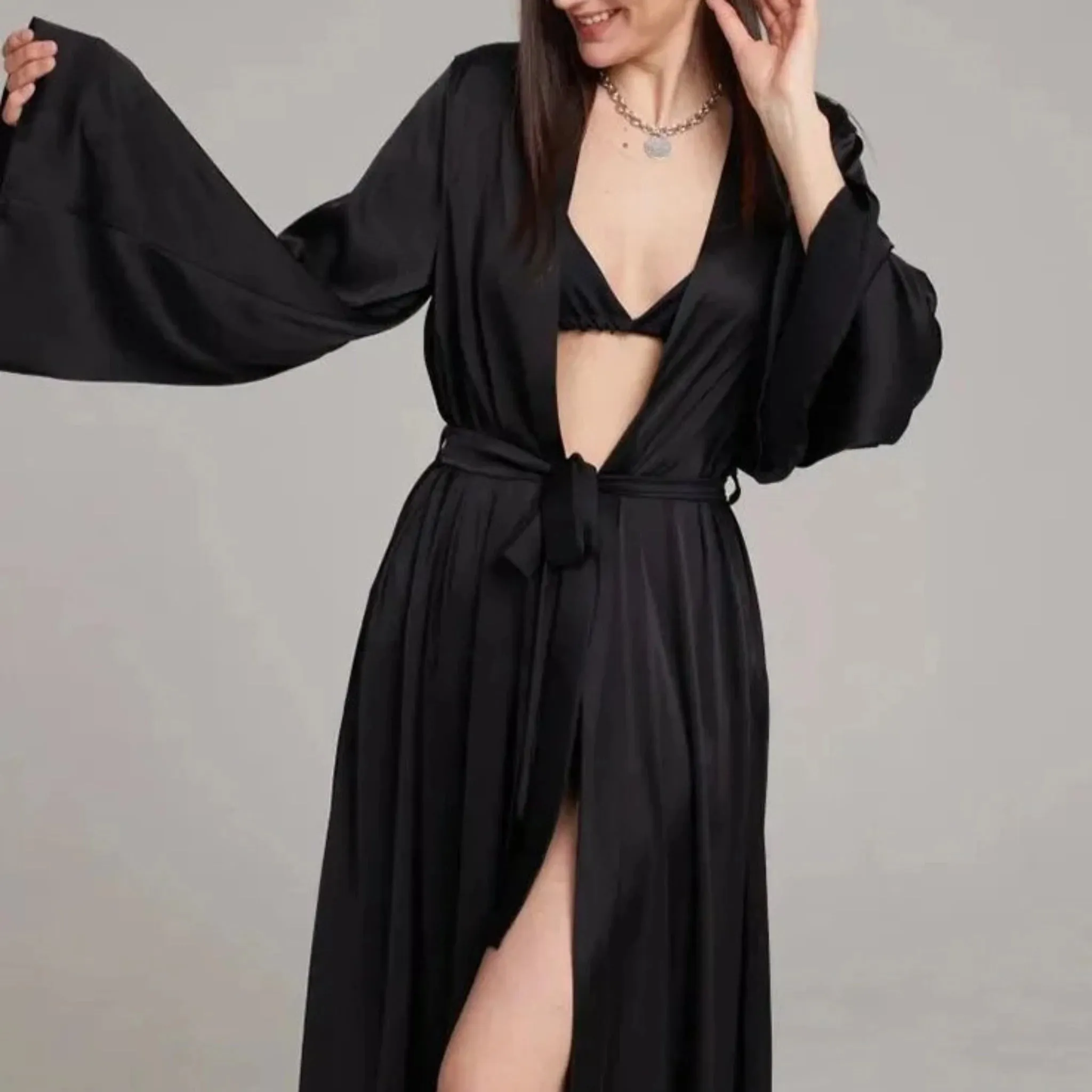 Peignoir Flare Satin Robe