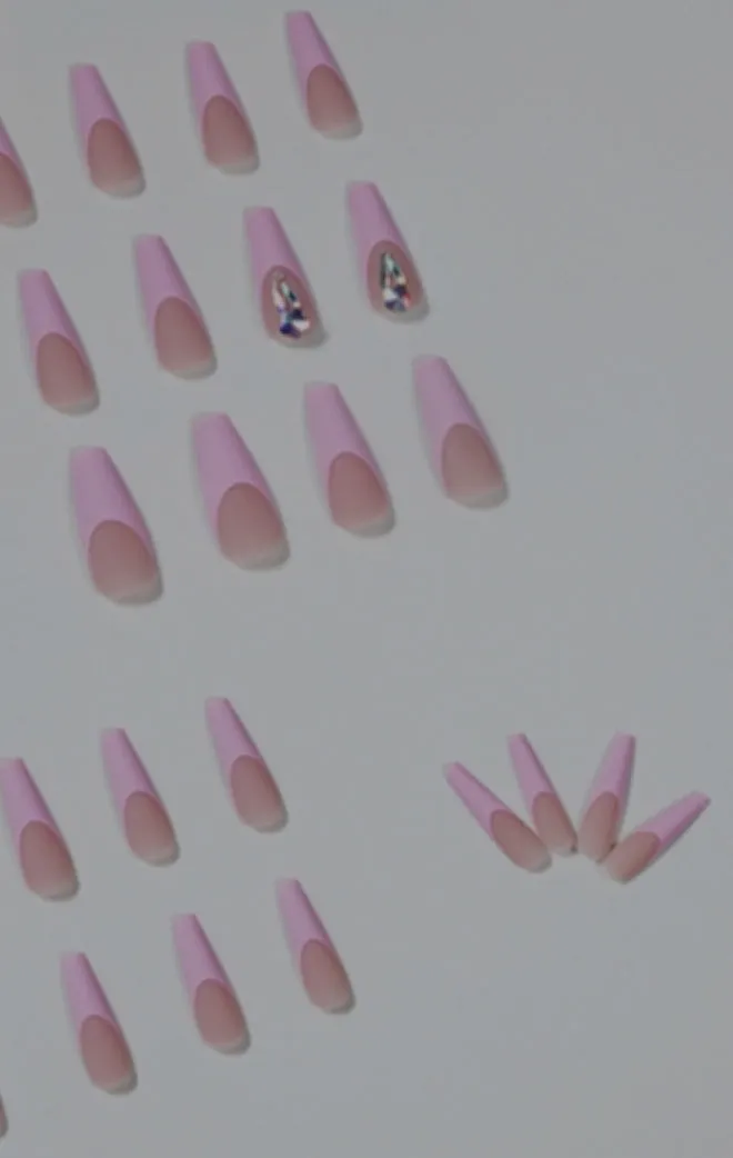 Pink Rhinestones Press On Nails
