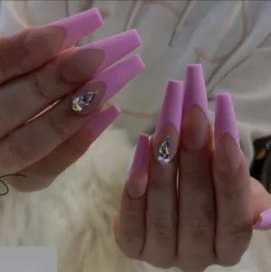 Pink Rhinestones Press On Nails