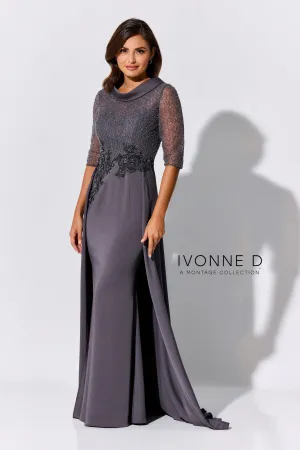 Portrait Neck Sparkling Illusion Bodice Gown
