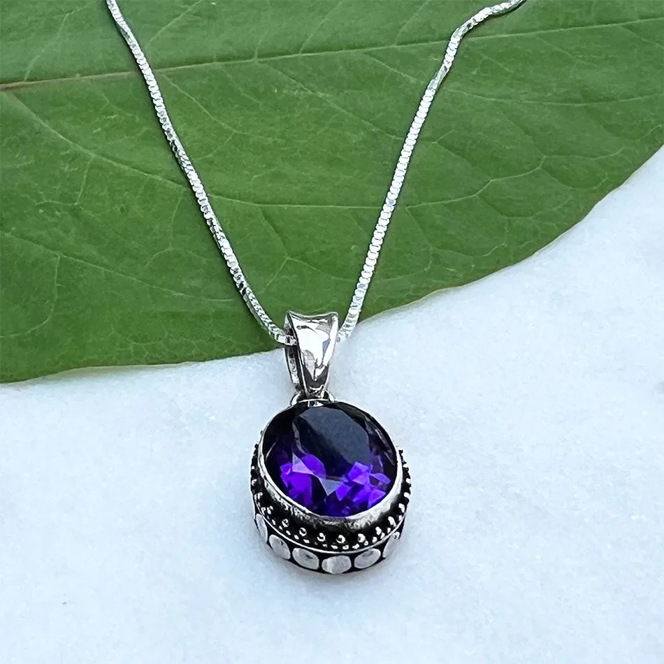 Pre-order - Amethyst Filigree Necklace - Sterling Silver, Indonesia