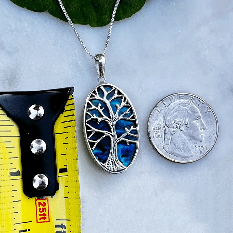 Pre-order! Blue Abalone Tree Of Life Necklace - Sterling Silver, Indonesia