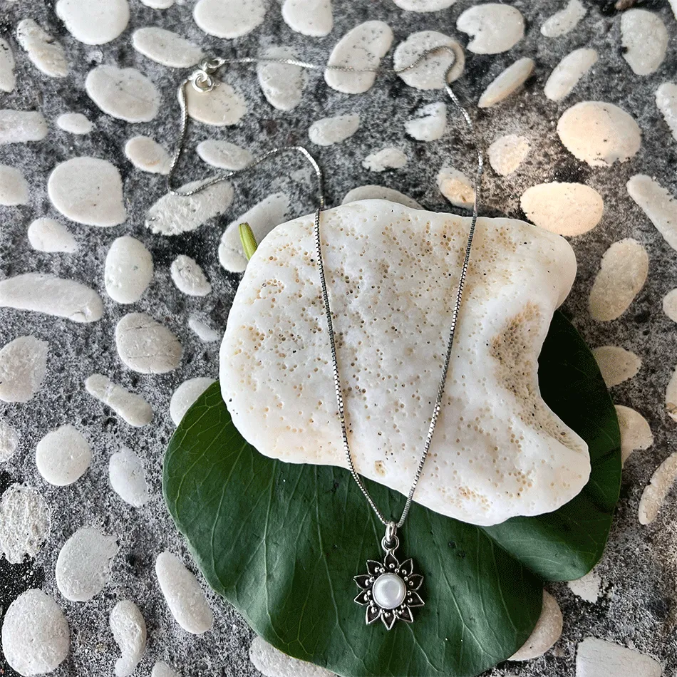Pre-order! Filigree Flower Pearl Necklace - Sterling Silver, Indonesia