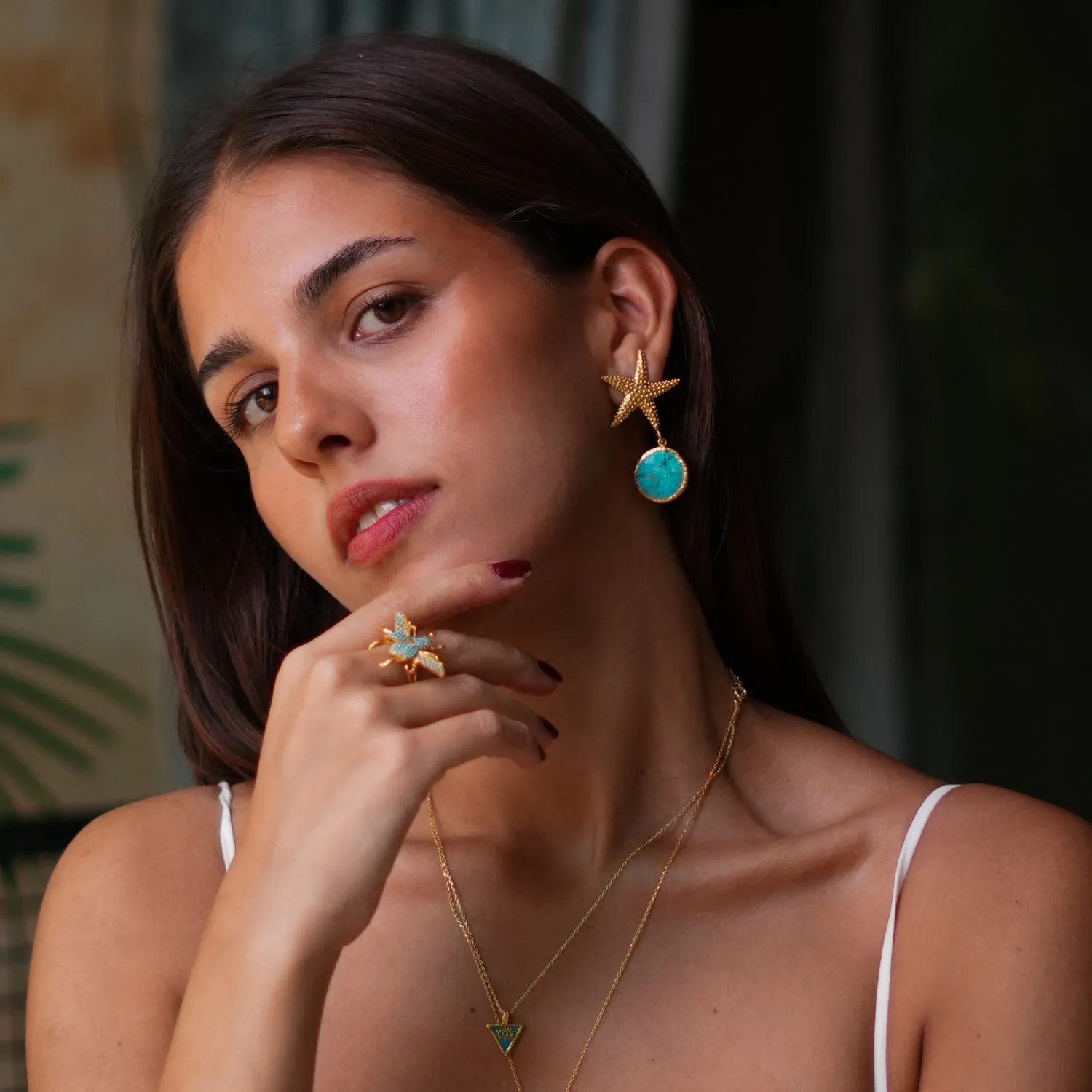Queen Bee Turquoise & Gold Chunky Ring