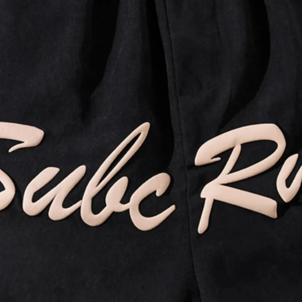"Letter Embroidery Suede" Shorts