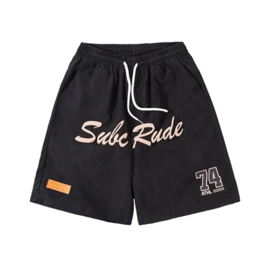 "Letter Embroidery Suede" Shorts