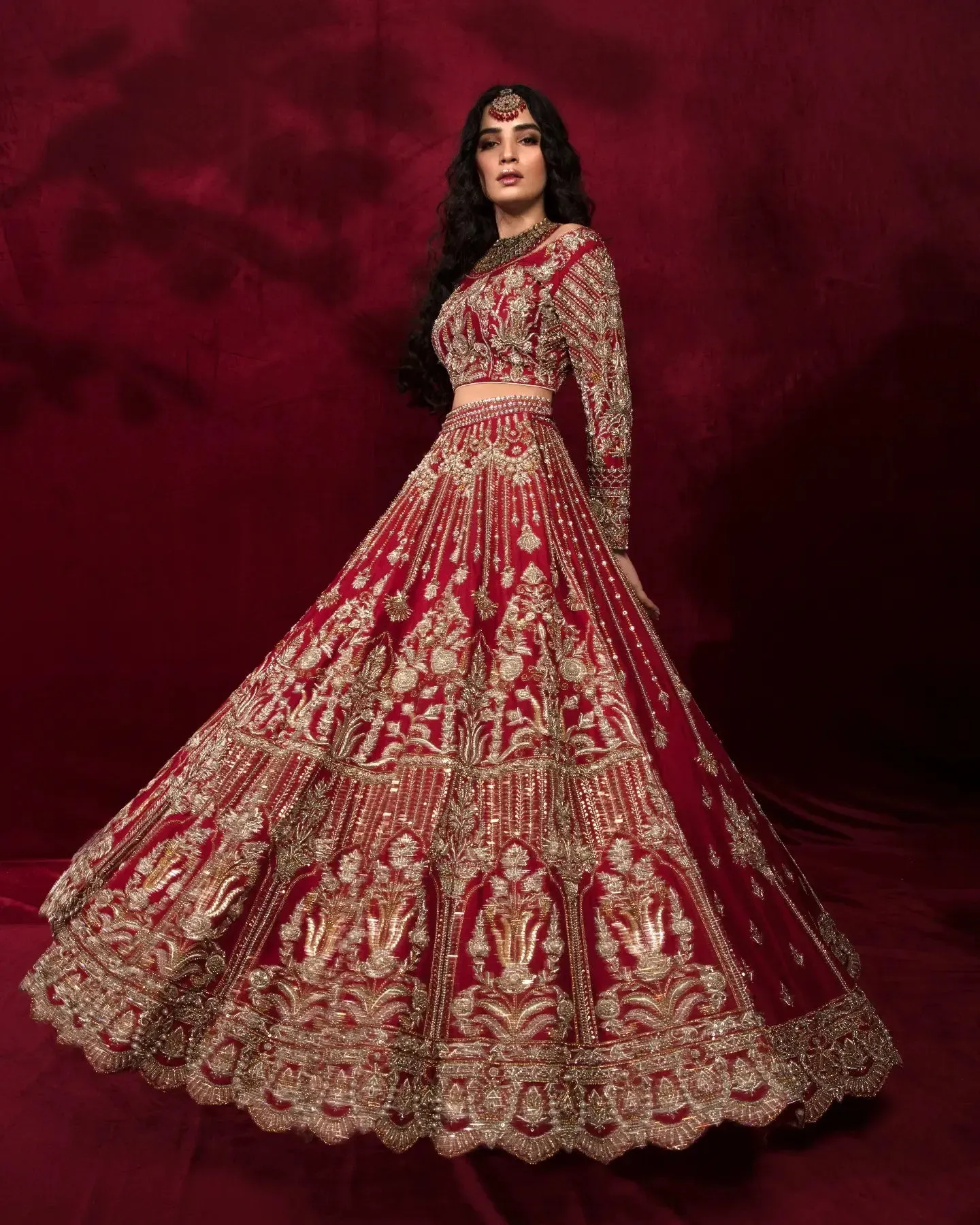 Red Bridal Lehenga Choli Dress in Premium Raw Silk