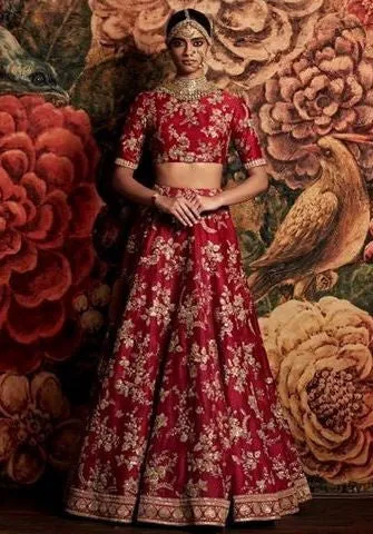 Red Color Bridal Lehenga Choli inspired from Sabyasachi Collection
