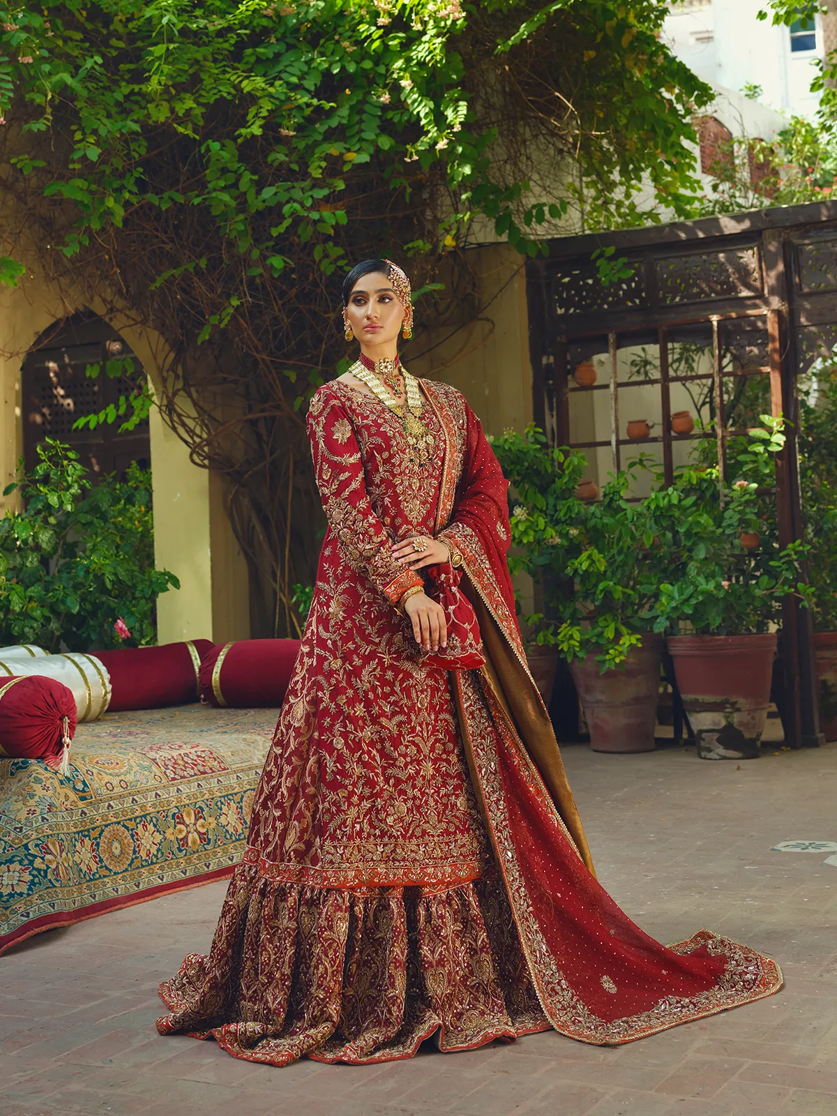 Red Lehenga Kameez and Dupatta Pakistani Bridal Dress