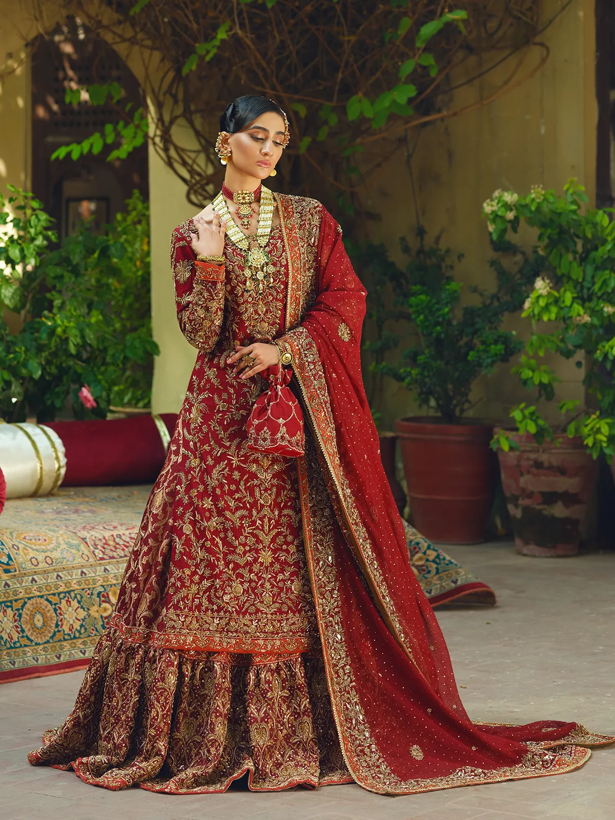Red Lehenga Kameez and Dupatta Pakistani Bridal Dress