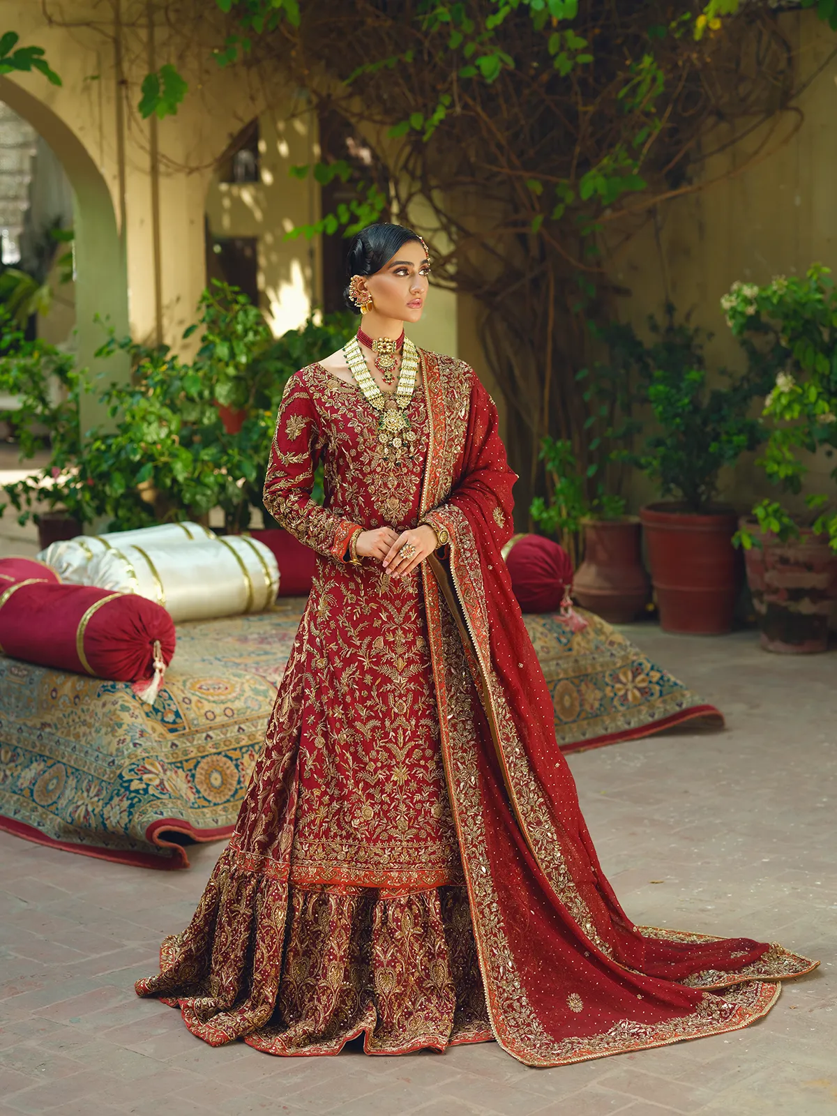 Red Lehenga Kameez and Dupatta Pakistani Bridal Dress