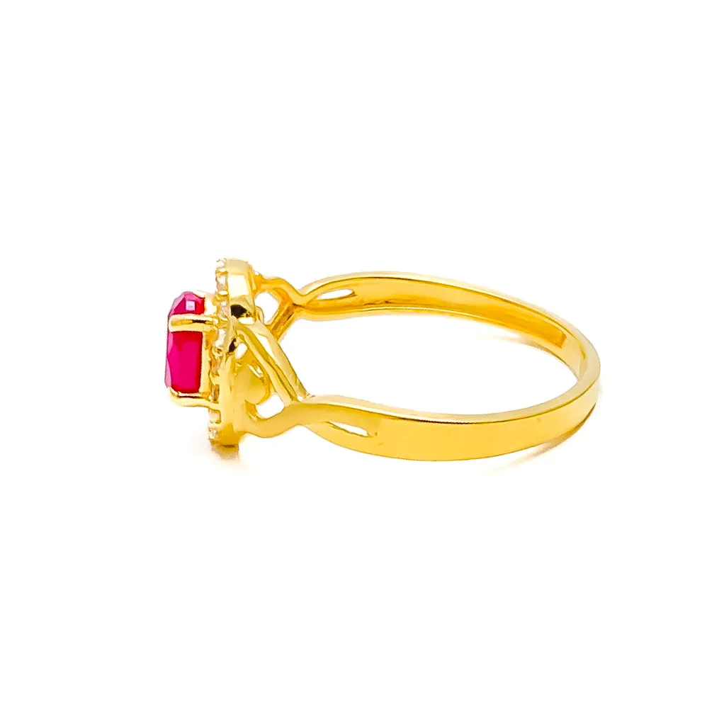 Red Palatial 22k Gold CZ Ring