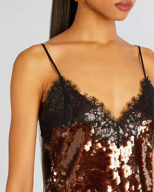 RETROFETE | Danna Sequin Top | Deep Brown