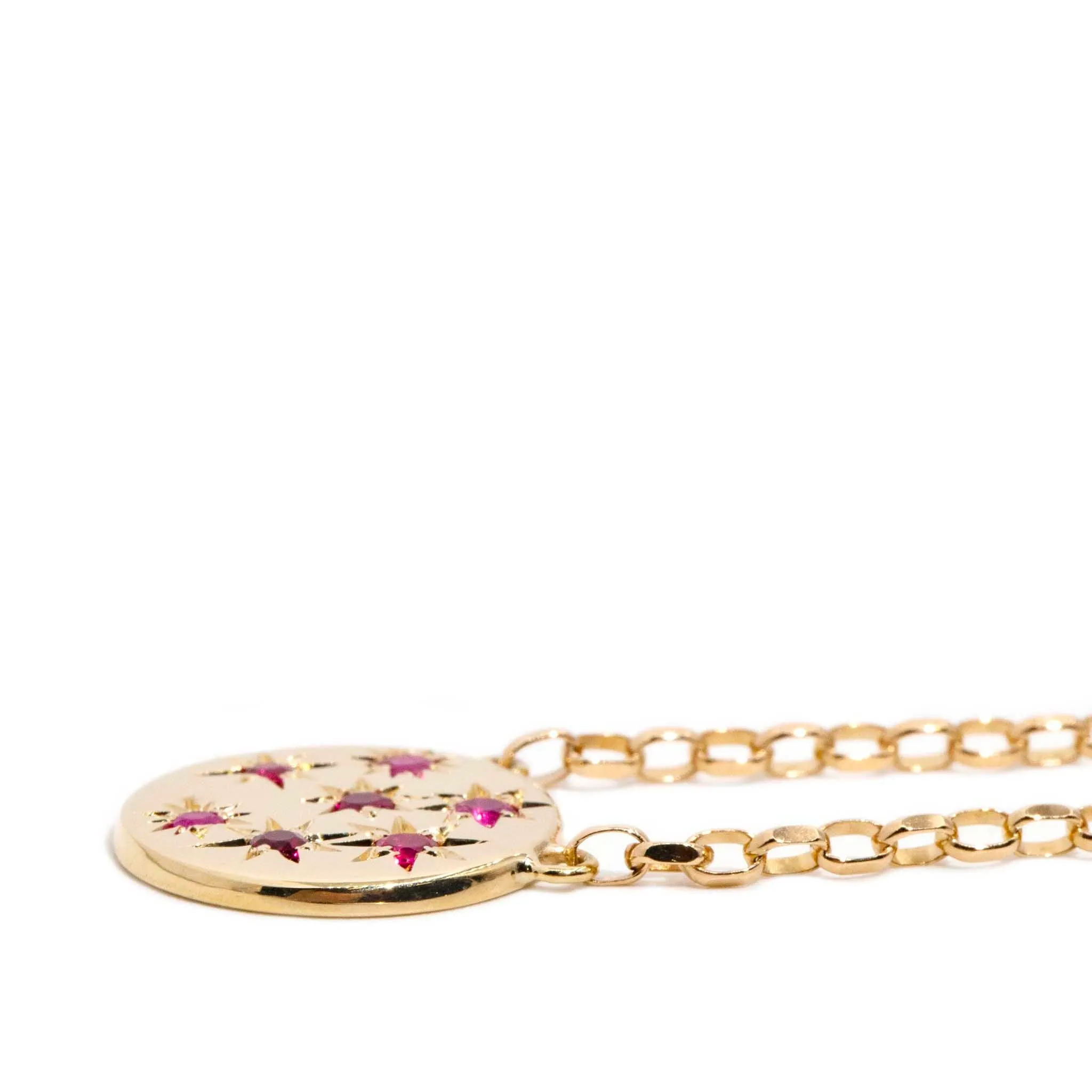 Rosa Reinvented Vintage Star Set Ruby Necklet 9 Carat Gold