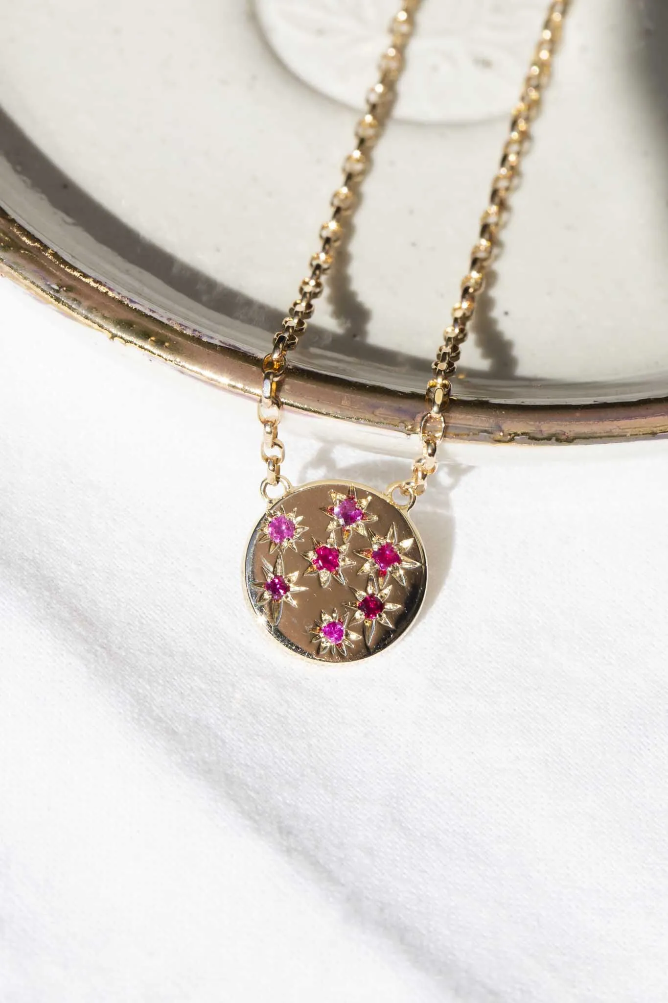 Rosa Reinvented Vintage Star Set Ruby Necklet 9 Carat Gold