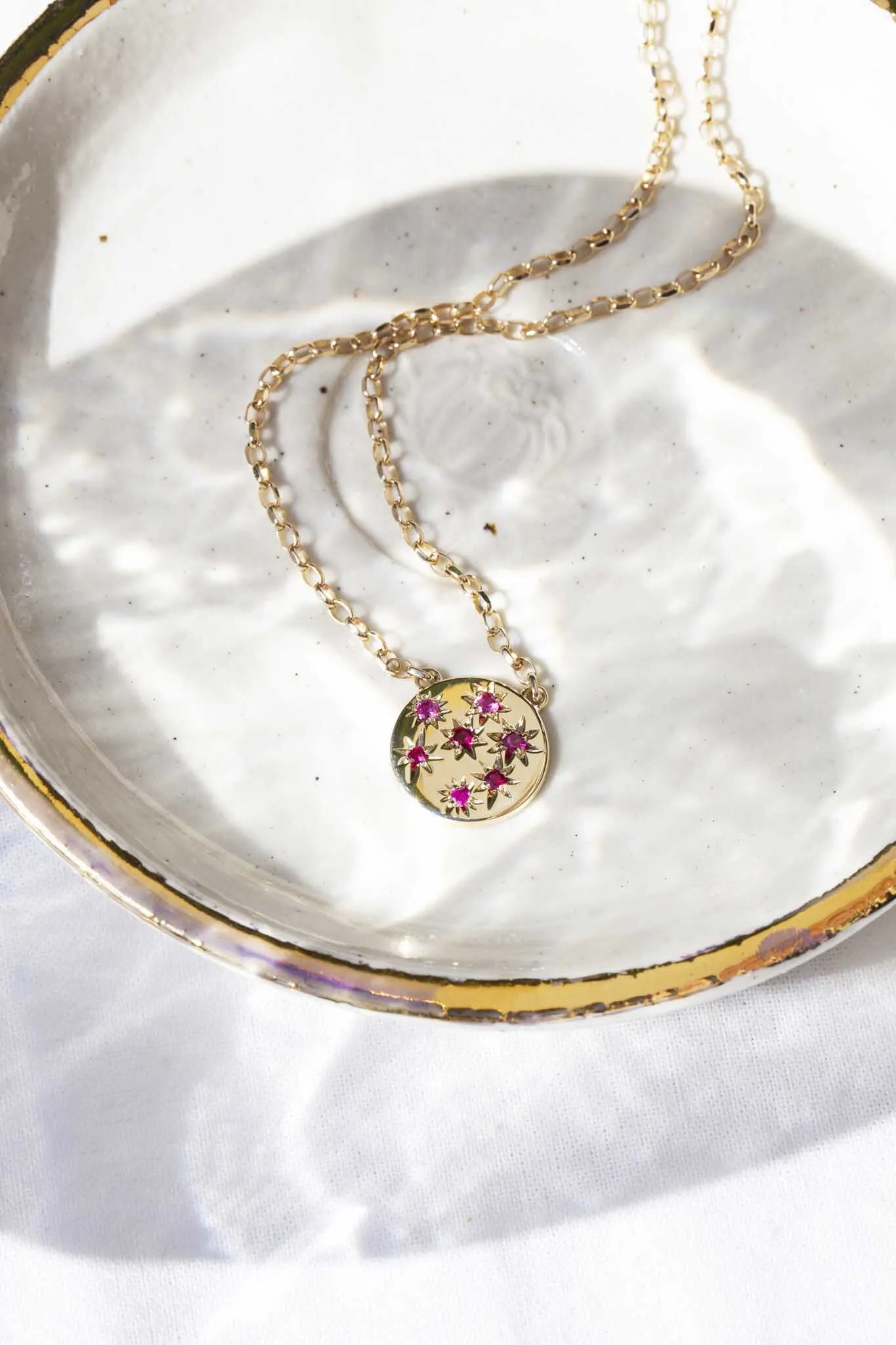 Rosa Reinvented Vintage Star Set Ruby Necklet 9 Carat Gold