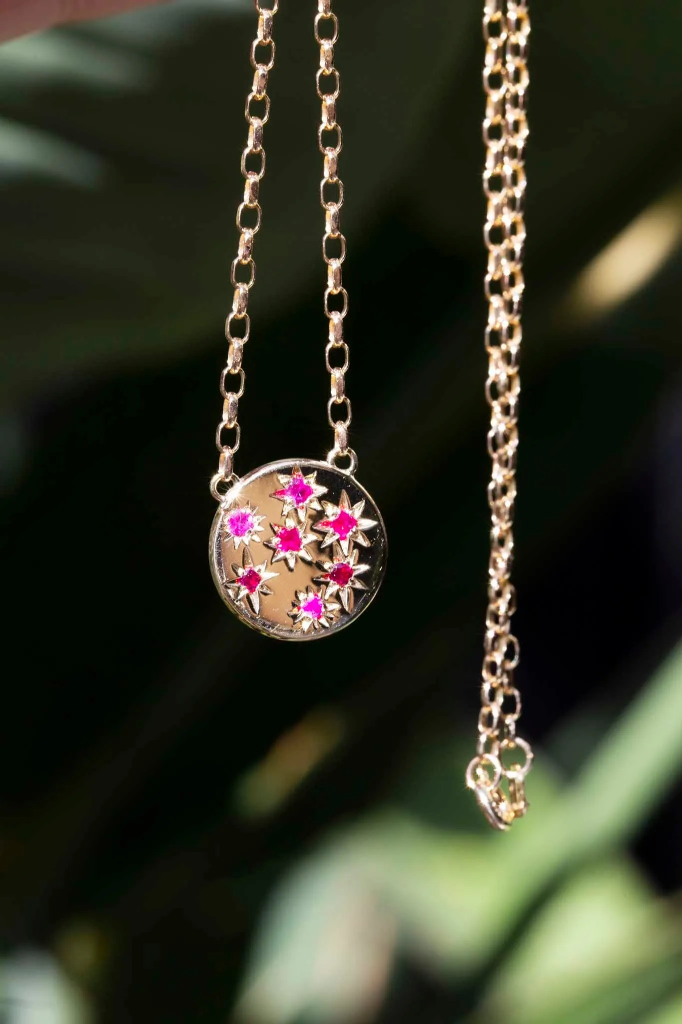Rosa Reinvented Vintage Star Set Ruby Necklet 9 Carat Gold