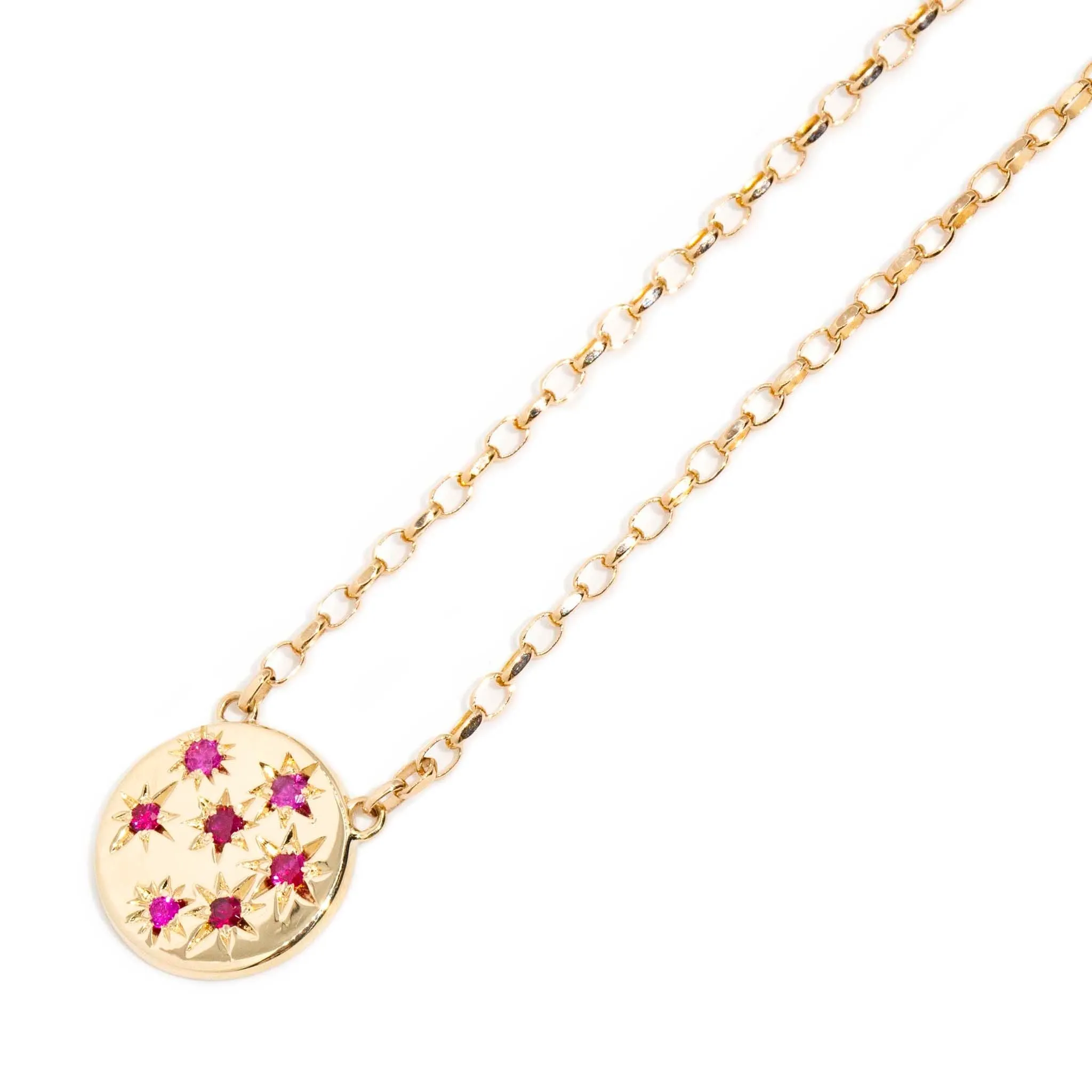 Rosa Reinvented Vintage Star Set Ruby Necklet 9 Carat Gold