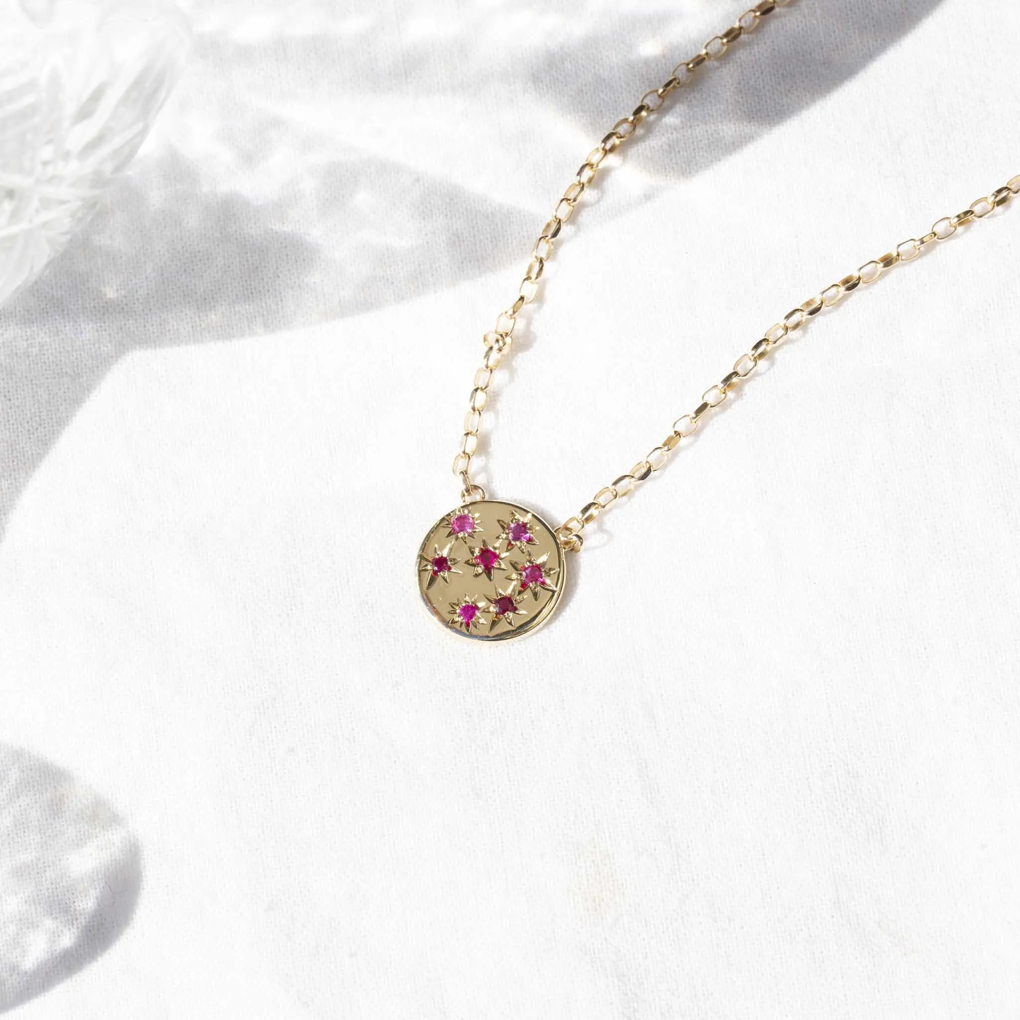 Rosa Reinvented Vintage Star Set Ruby Necklet 9 Carat Gold