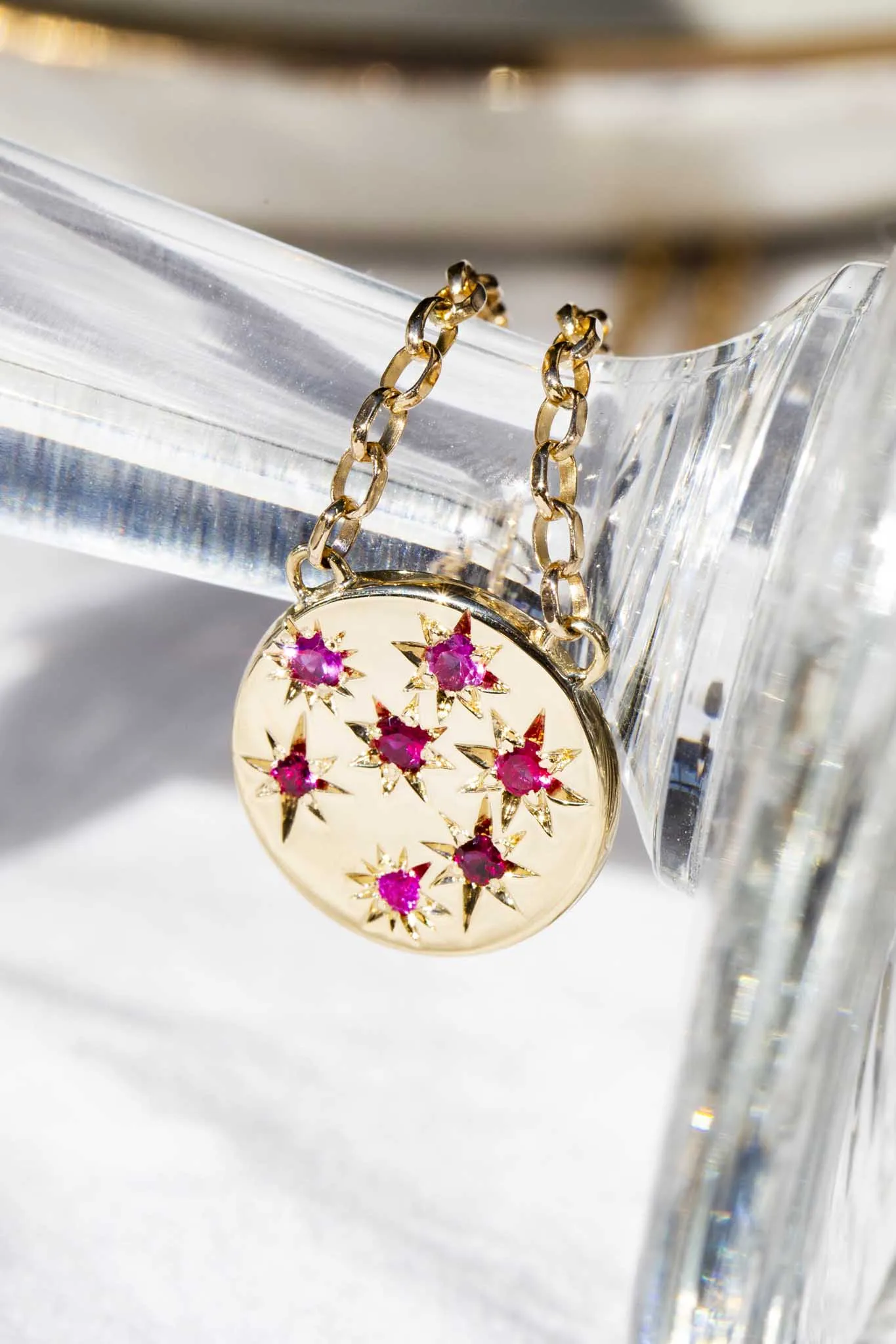 Rosa Reinvented Vintage Star Set Ruby Necklet 9 Carat Gold