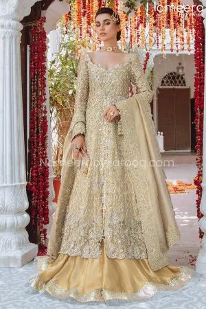 Royal Golden Bridal Lehenga with Frock Dress #BS683