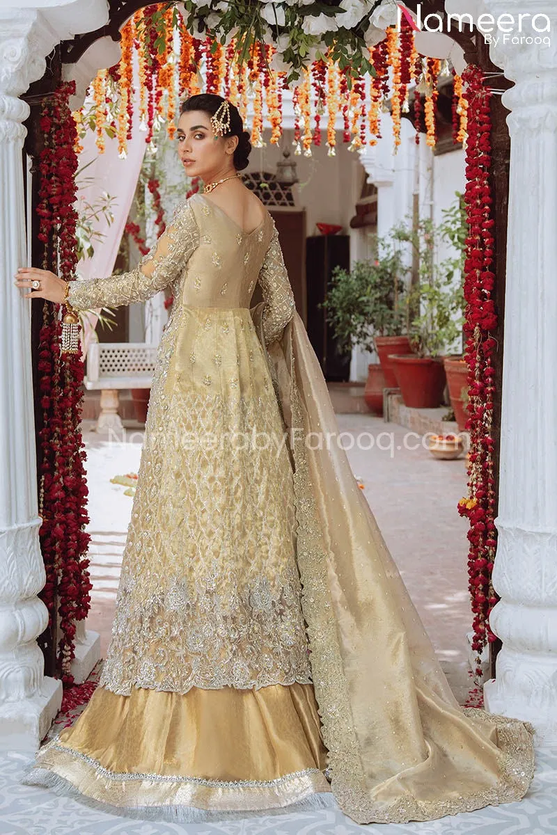 Royal Golden Bridal Lehenga with Frock Dress #BS683