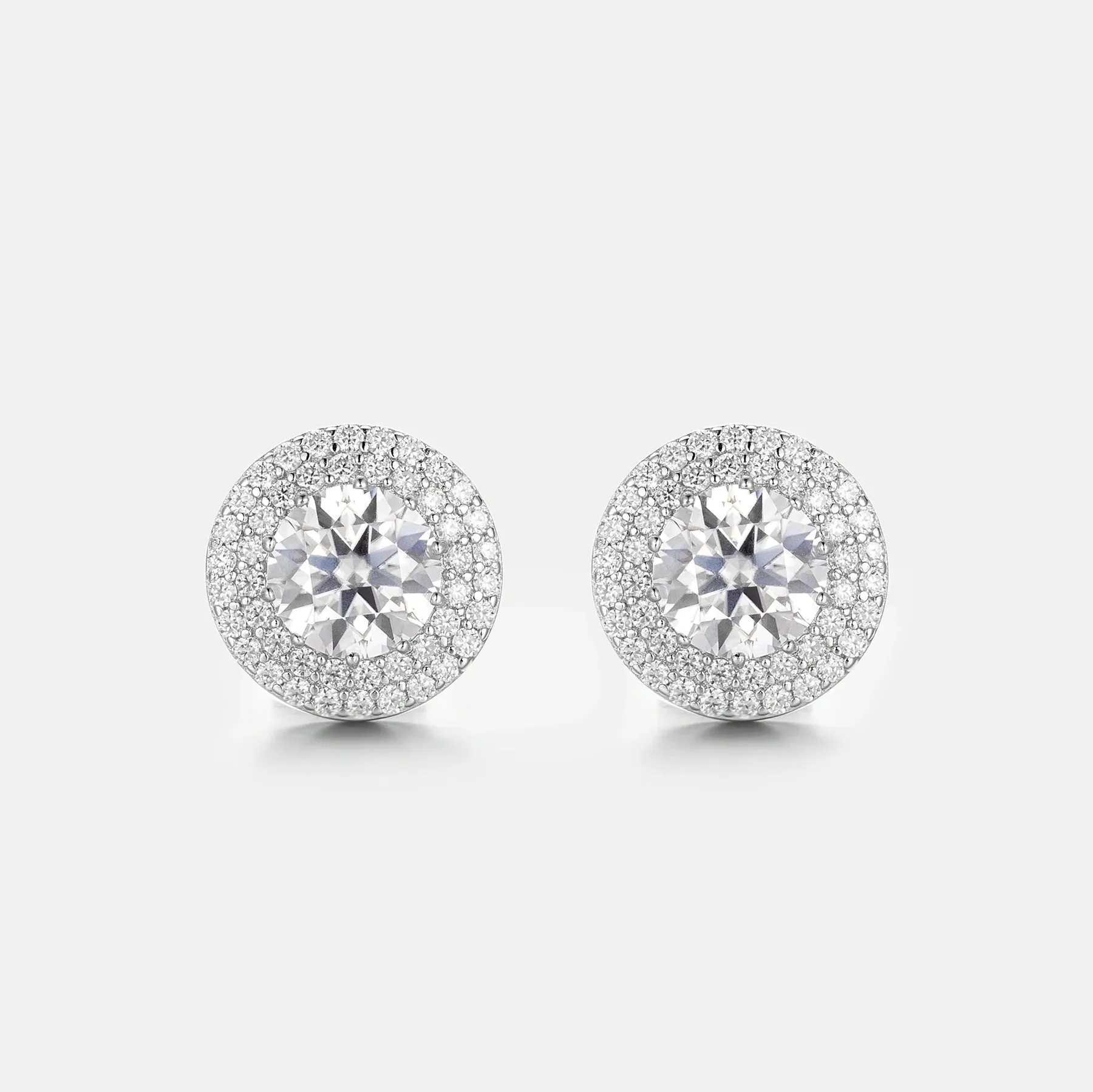 S925 Halo Round Cut Moissanite Stud Earrings - 2.0 Carat