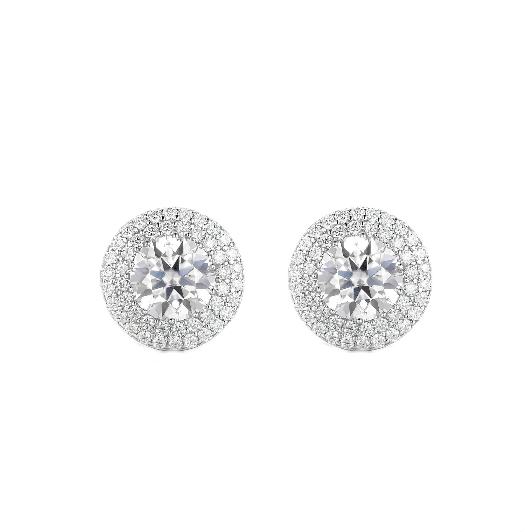 S925 Halo Round Cut Moissanite Stud Earrings - 2.0 Carat