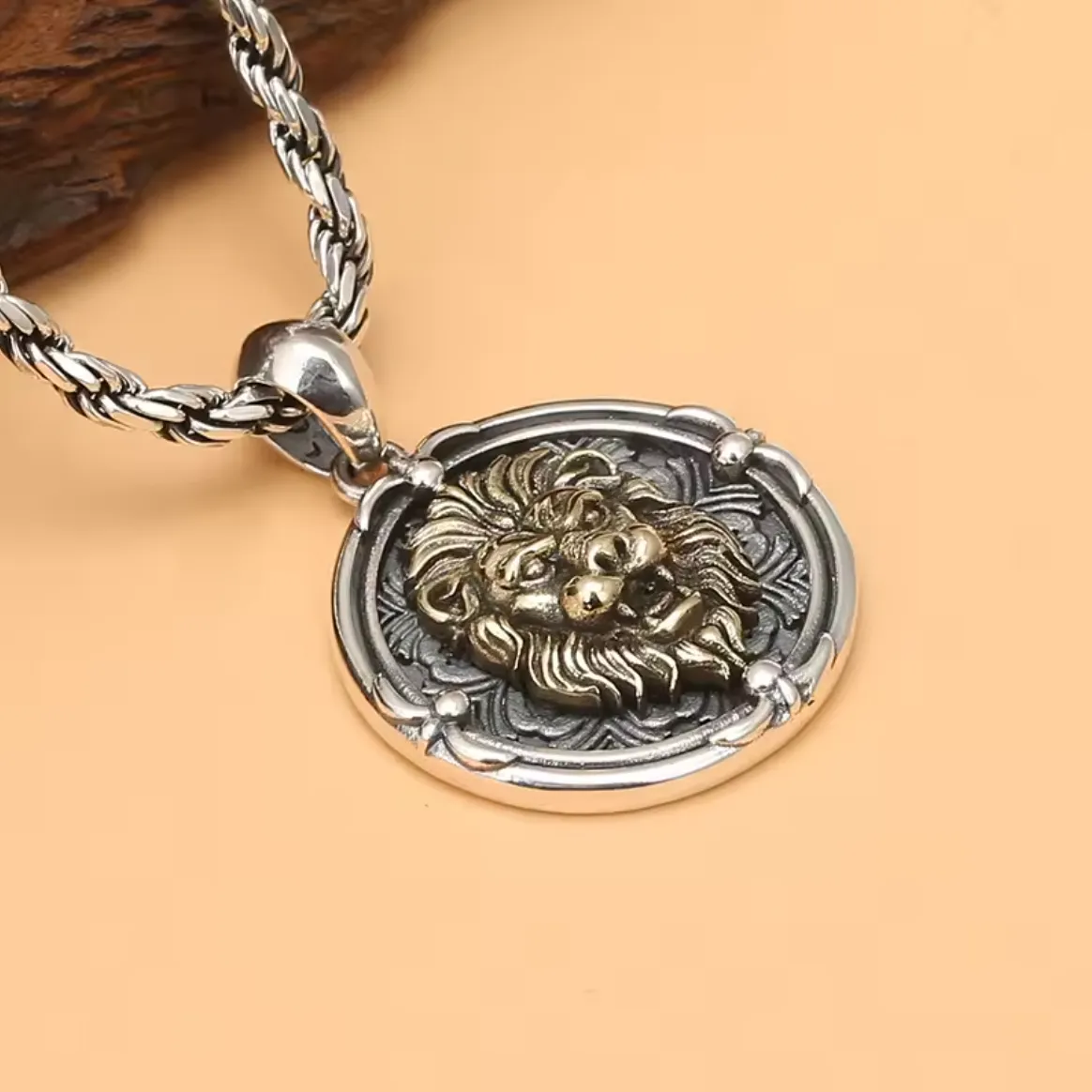 S925 Vintage Lion Necklace Pendant