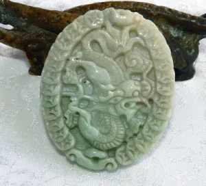 Sale-Dragon Brings Luck and Fortune" Jadeite Pendant (BJP-860-3)