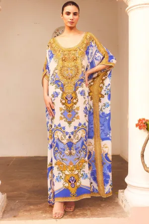 SANTORINI SUNRISE ROUND NECK LONG KAFTAN