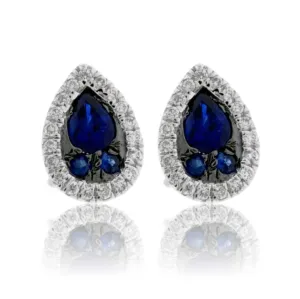 Sapphire Cluster and Diamond Stud Earrings