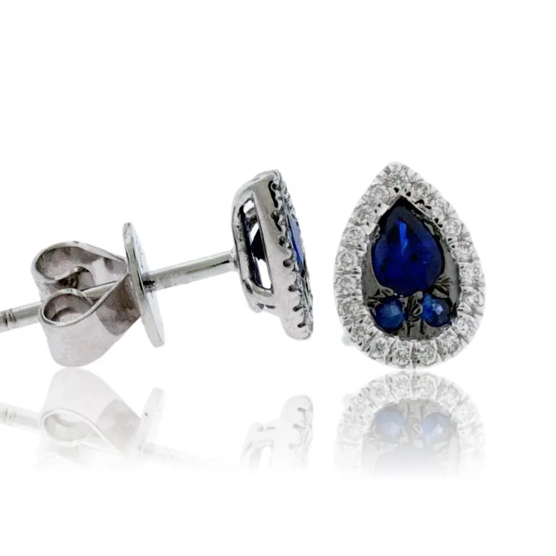 Sapphire Cluster and Diamond Stud Earrings