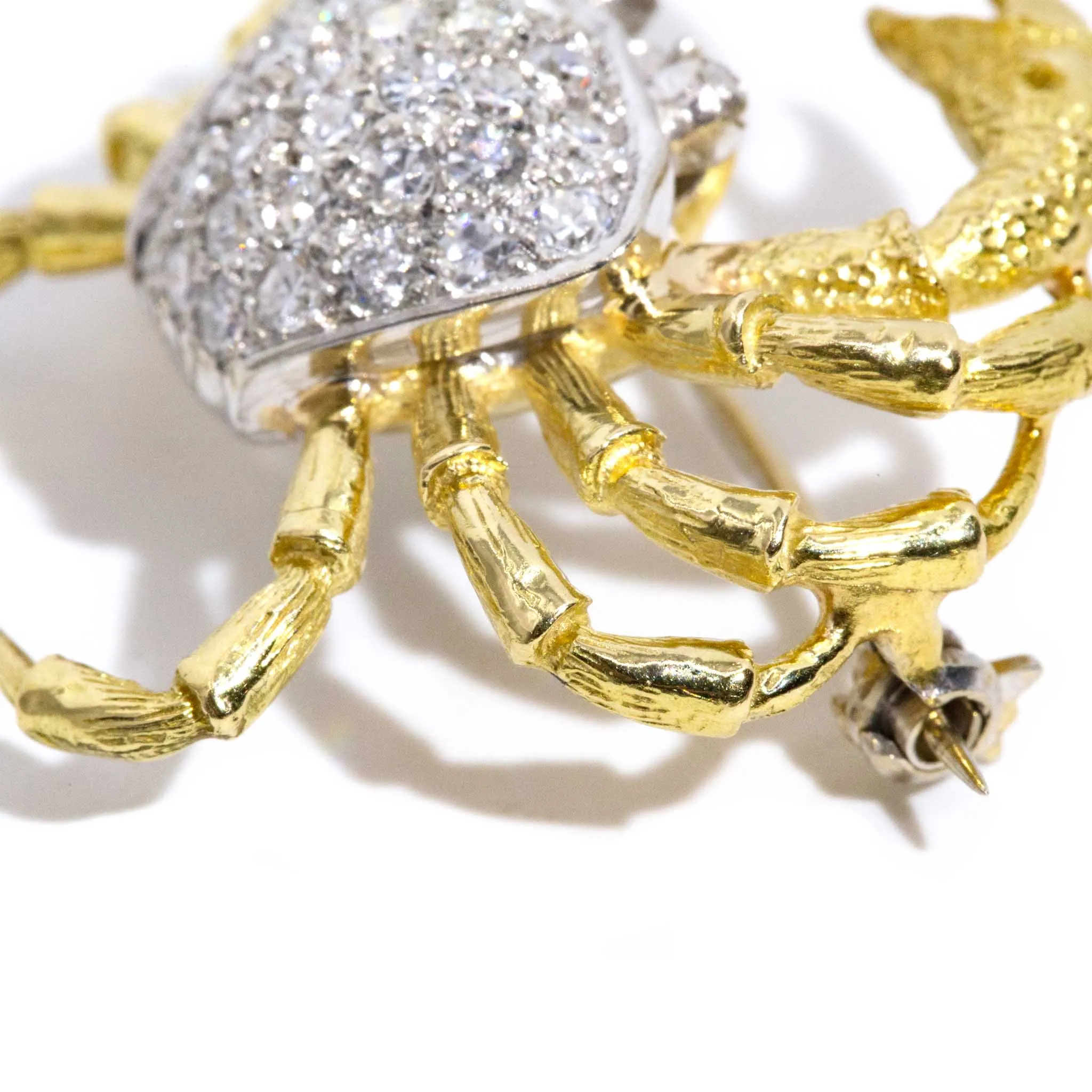Sebastian 1970s Diamond Crab Brooch 18ct Gold