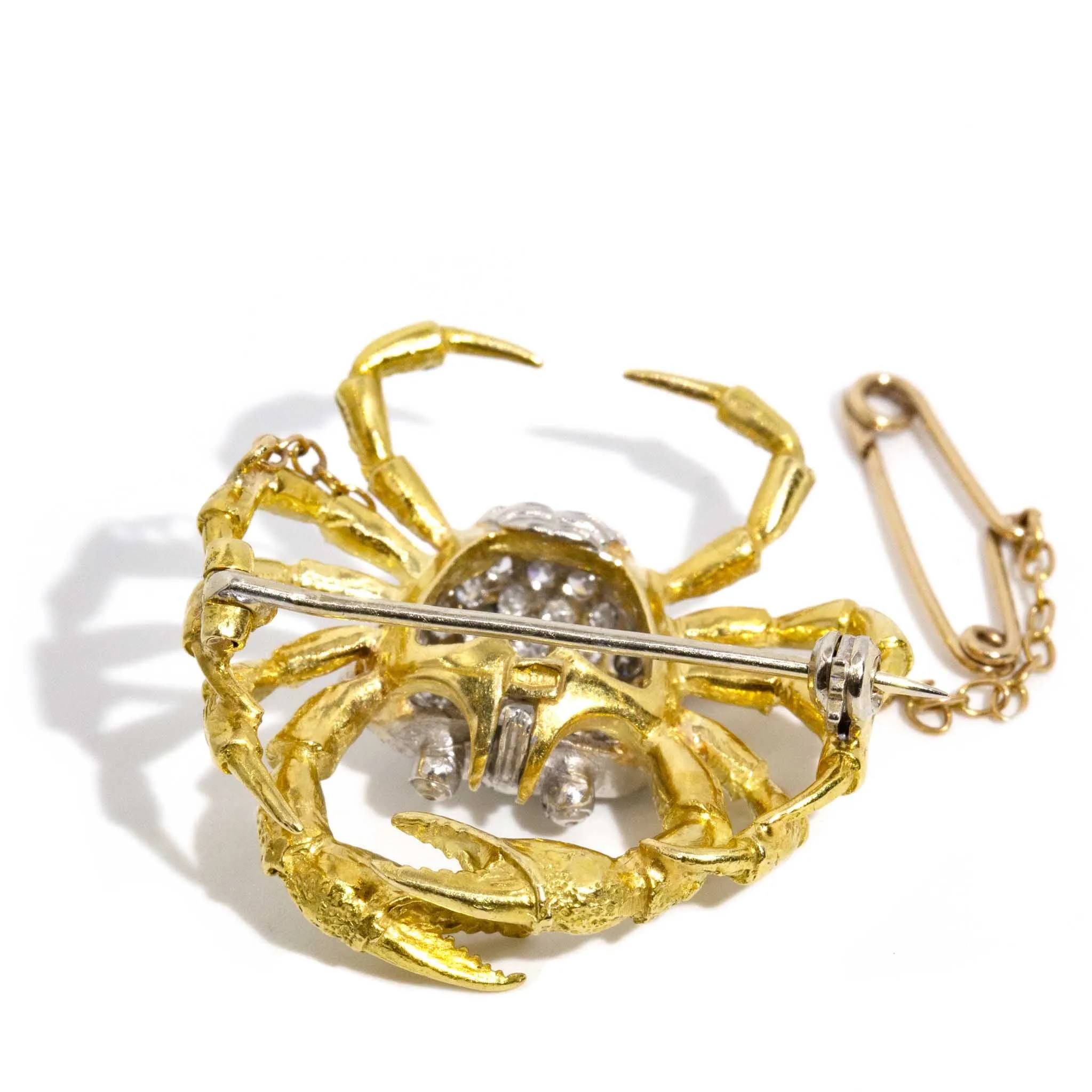 Sebastian 1970s Diamond Crab Brooch 18ct Gold