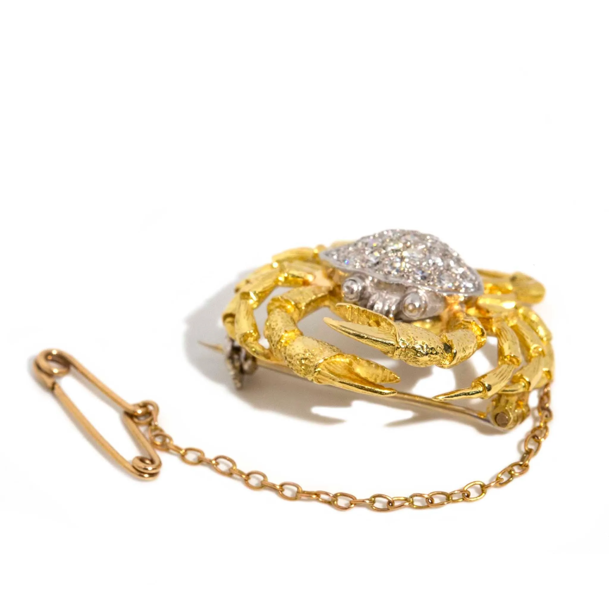 Sebastian 1970s Diamond Crab Brooch 18ct Gold