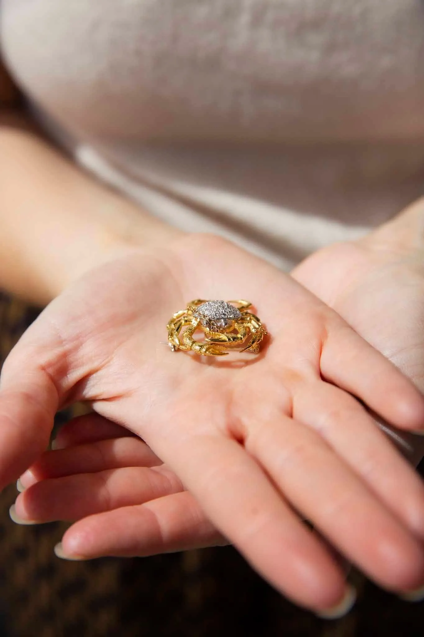 Sebastian 1970s Diamond Crab Brooch 18ct Gold