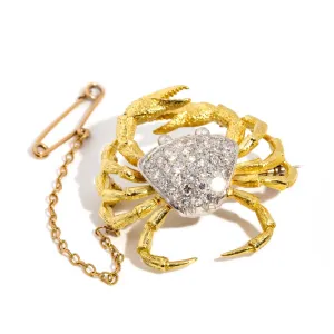 Sebastian 1970s Diamond Crab Brooch 18ct Gold