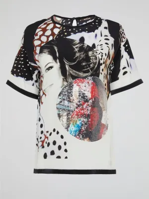 Sequin Detailed Half Sleeve Top