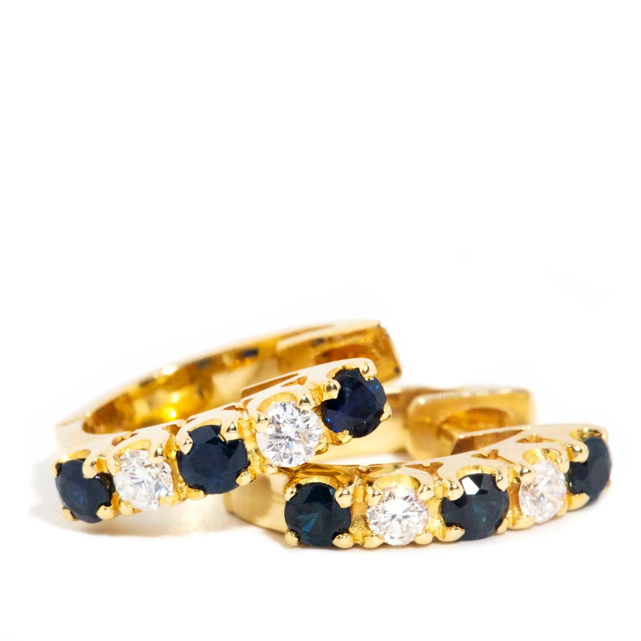 Sita 1990s Diamond & Sapphire Huggies 18ct Gold