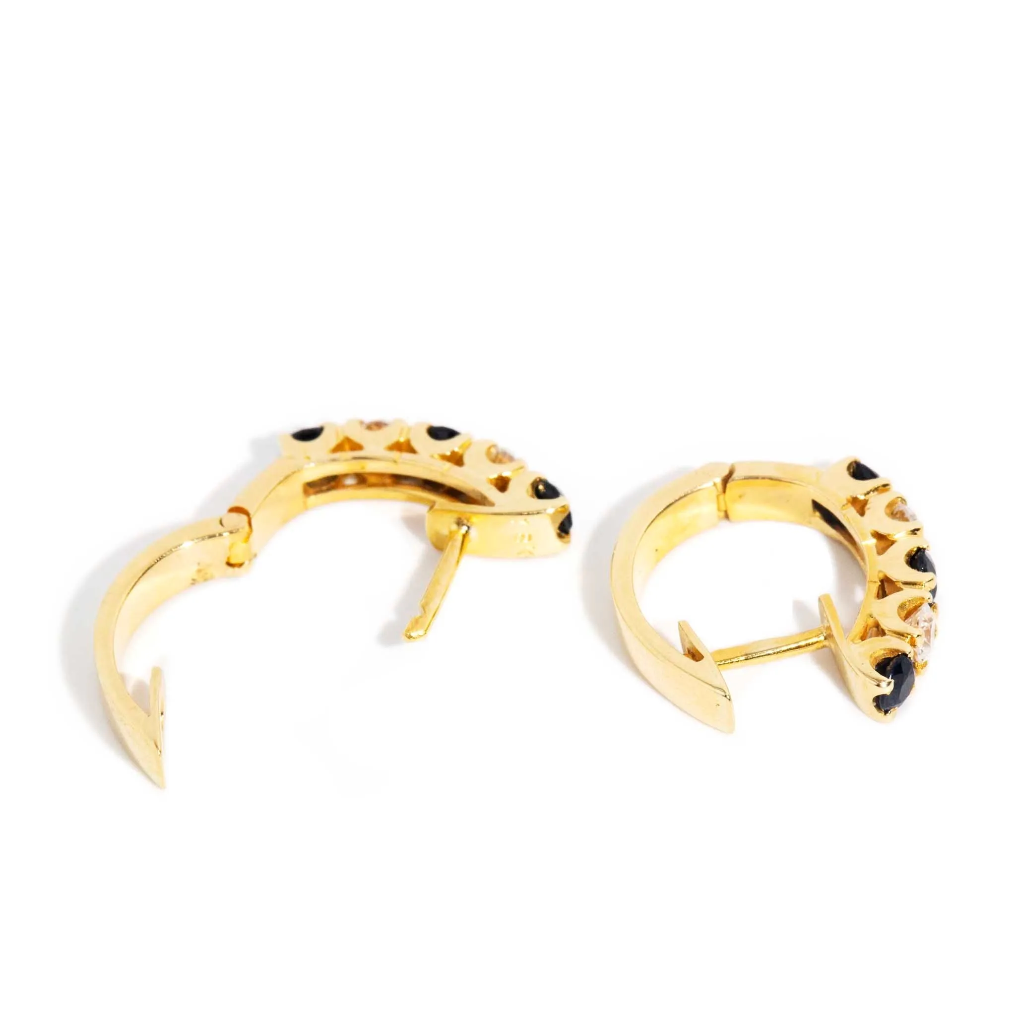 Sita 1990s Diamond & Sapphire Huggies 18ct Gold