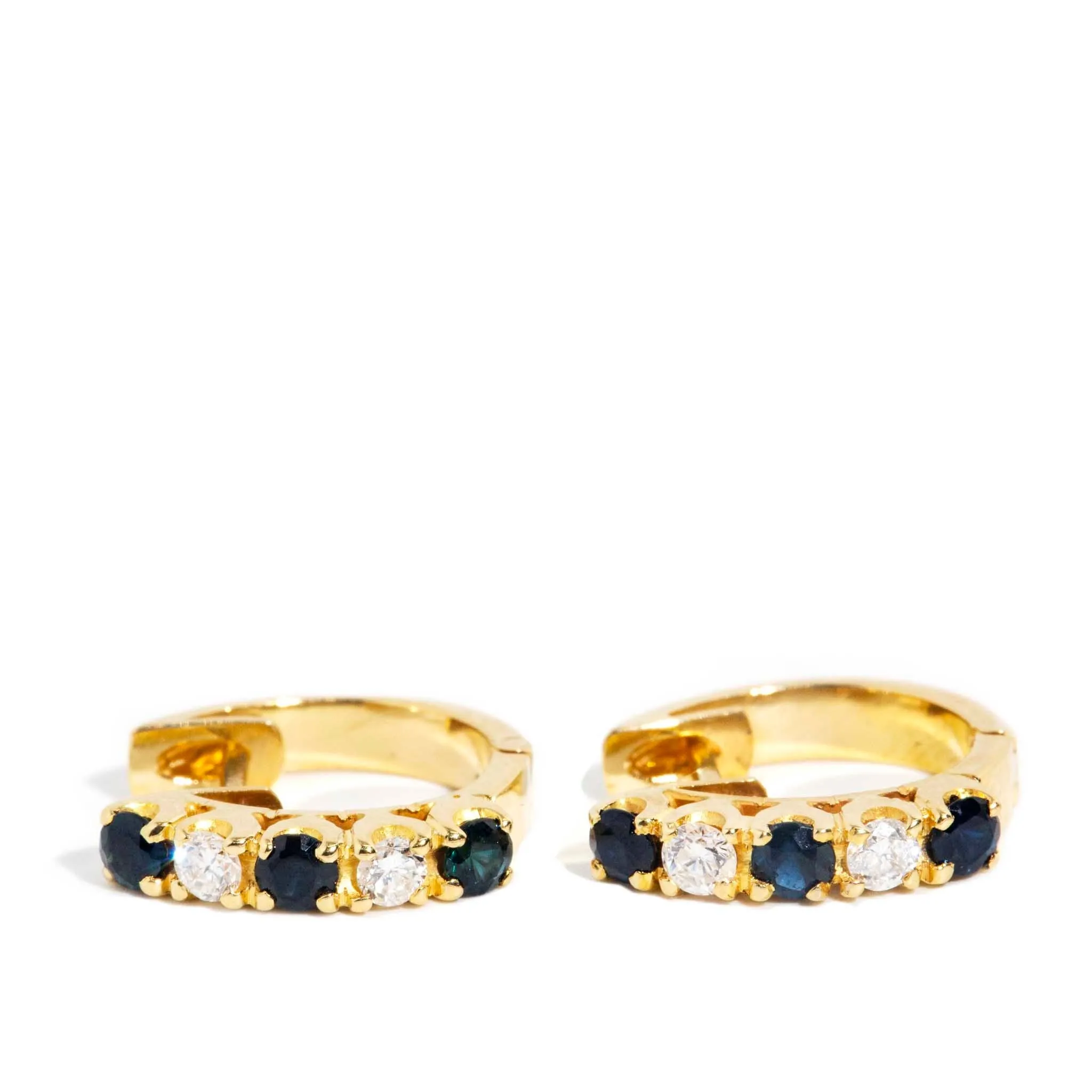 Sita 1990s Diamond & Sapphire Huggies 18ct Gold