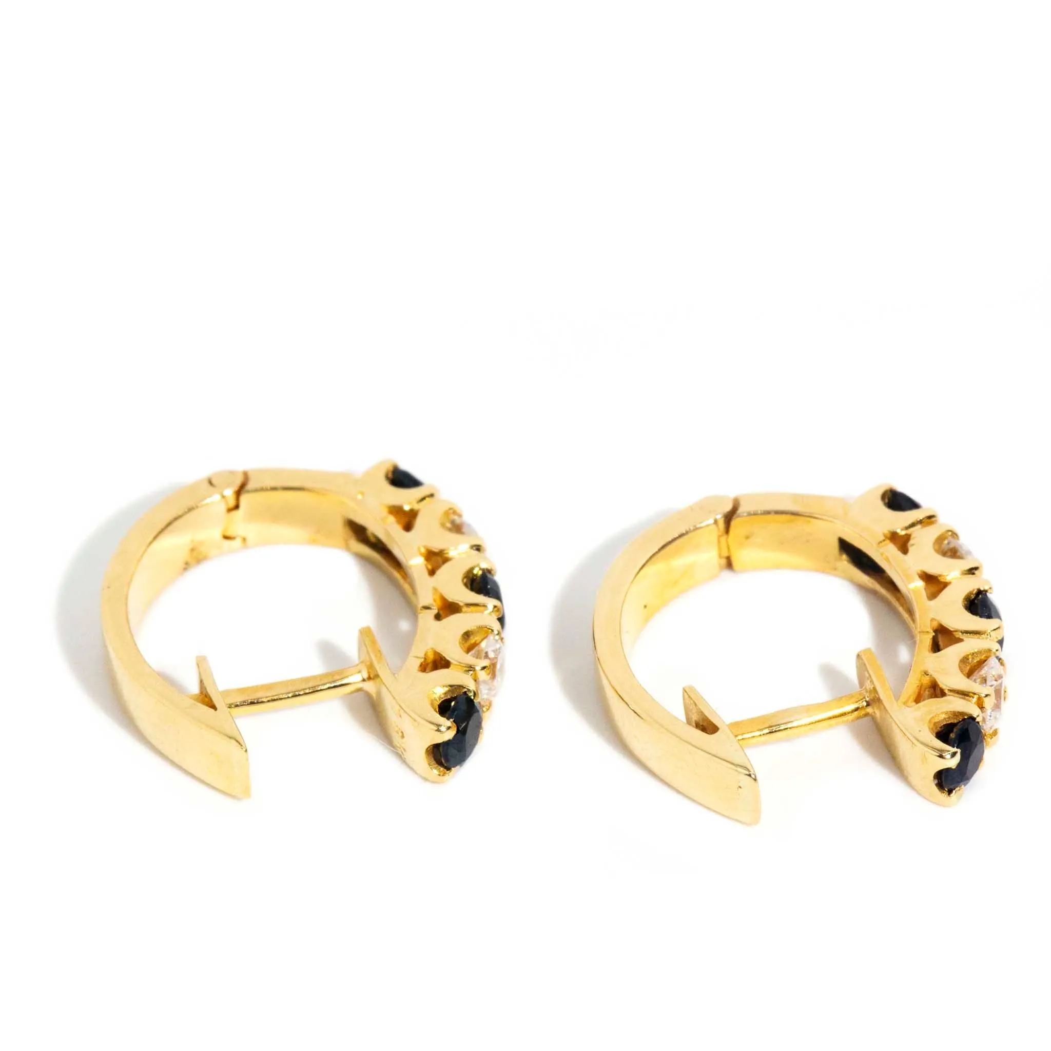 Sita 1990s Diamond & Sapphire Huggies 18ct Gold