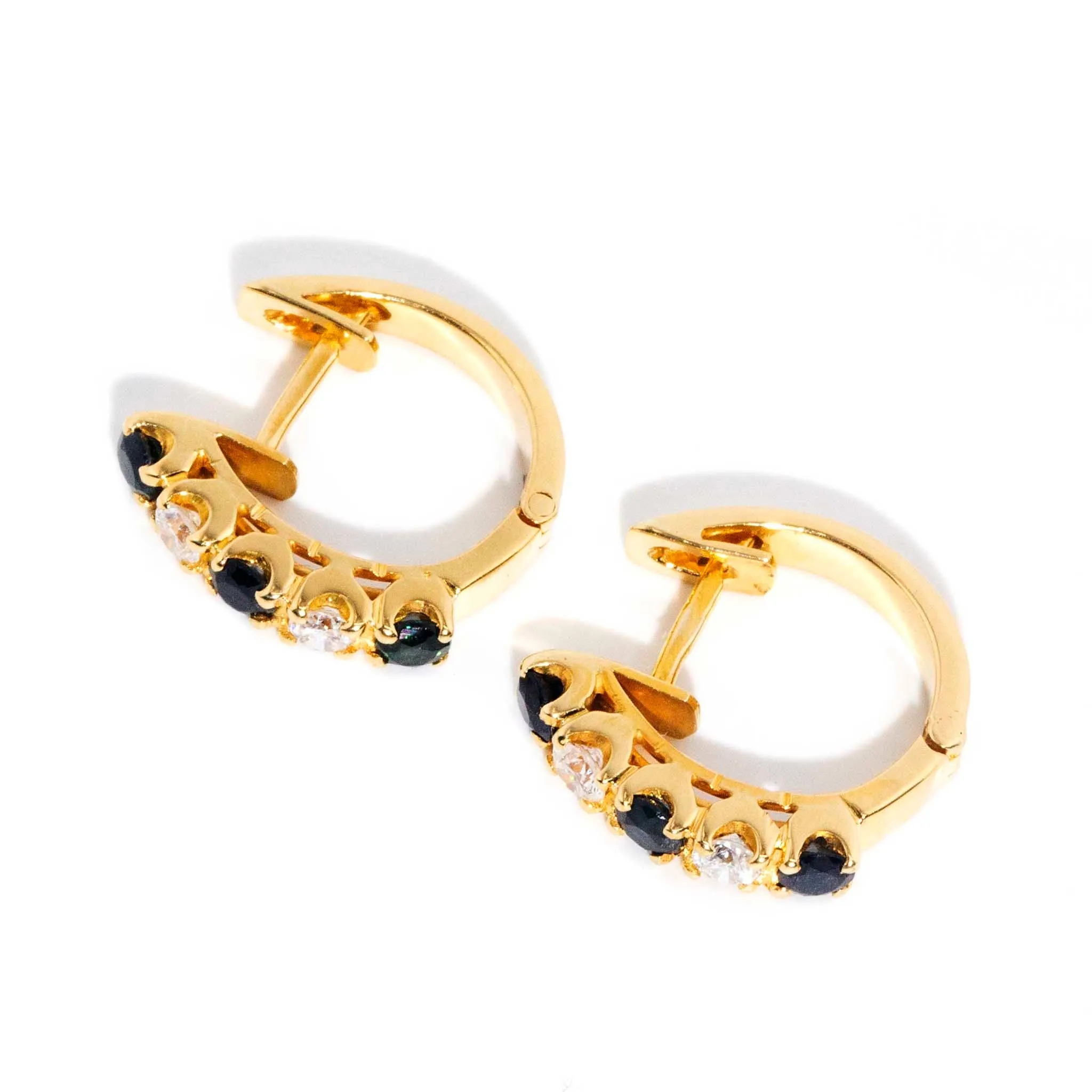 Sita 1990s Diamond & Sapphire Huggies 18ct Gold