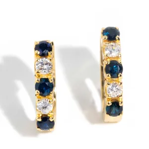 Sita 1990s Diamond & Sapphire Huggies 18ct Gold