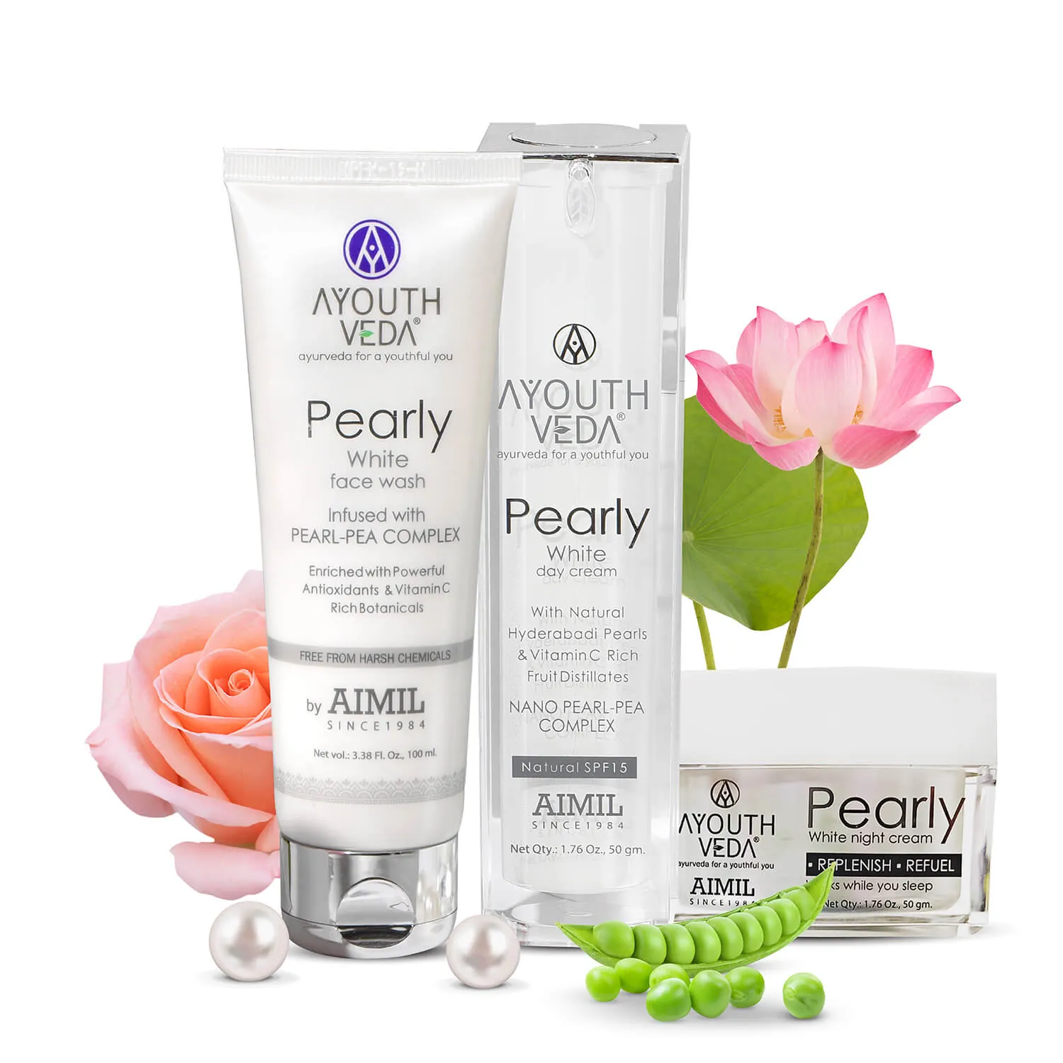 Skin Brightening Regimen | Pearly white face wash 100 ml , Day Cream g , Night Cream 50g