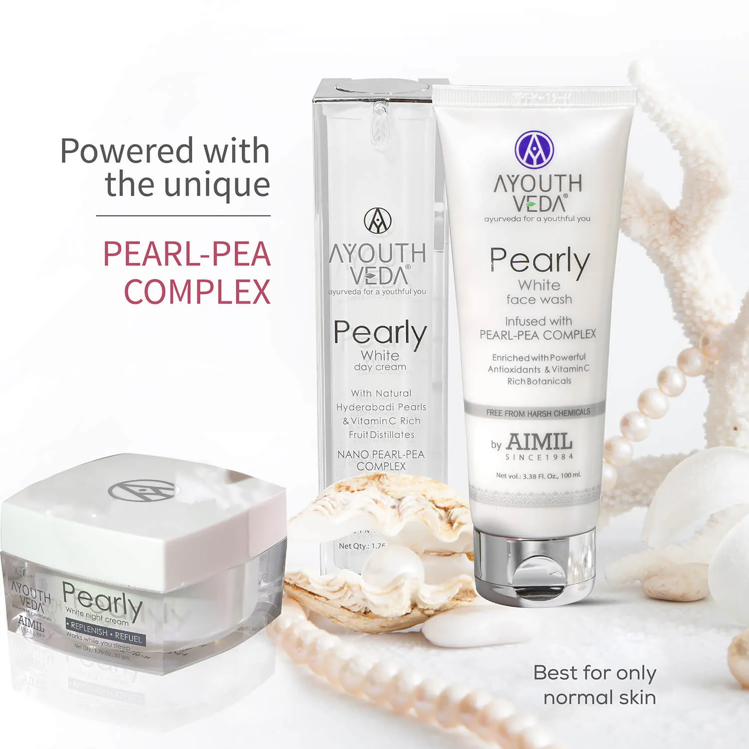 Skin Brightening Regimen | Pearly white face wash 100 ml , Day Cream g , Night Cream 50g