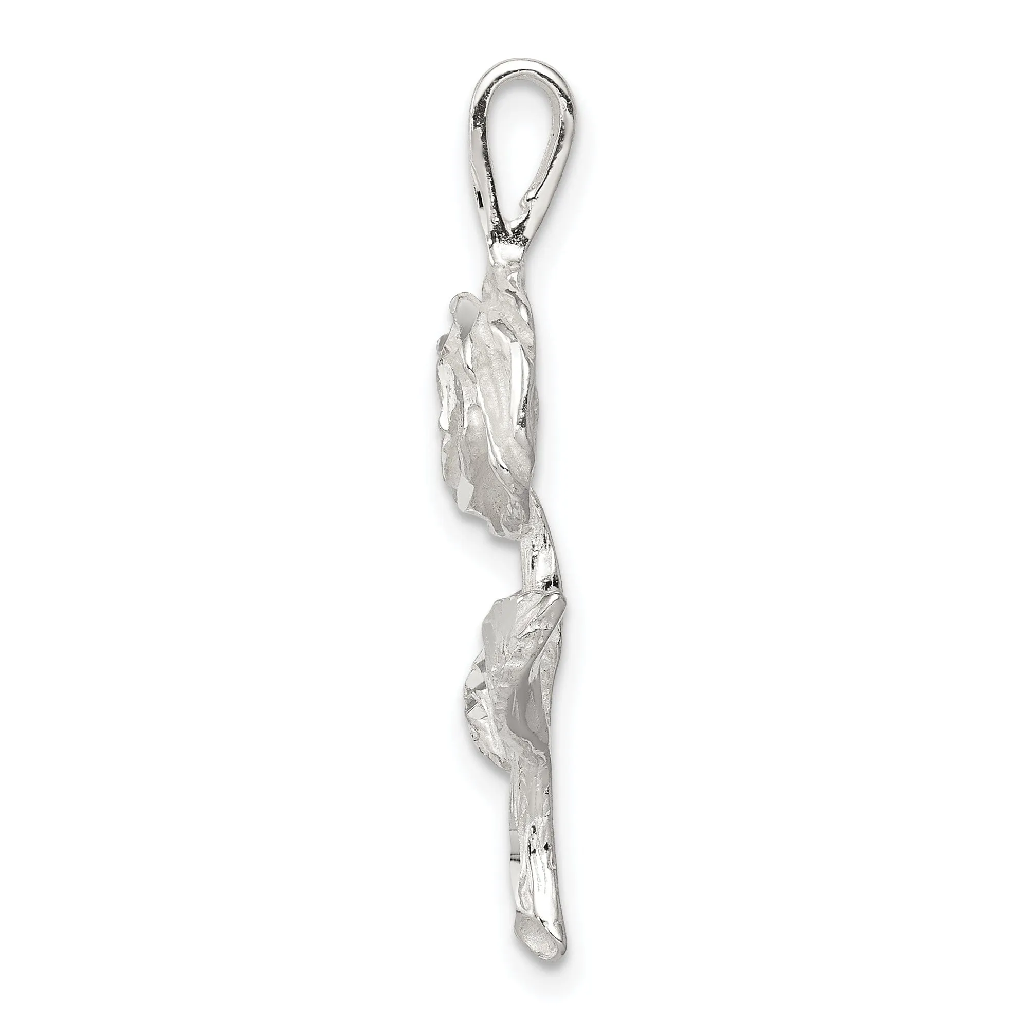 Solid Sterling Silver Polish Finish Rose Charm